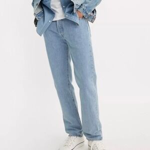 Levi's 501 Original Fit Jeans W42 L30 Button Fly Light Wash Denim Mens New